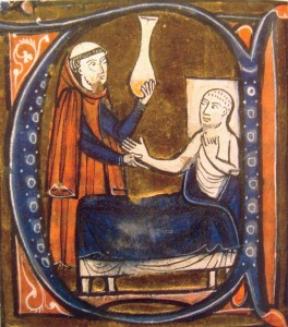 Europäische mittelalterliche Darstellung Razis aus dem "Receuil des traites de medecine" (1250-1260), Gerhard von Cremona